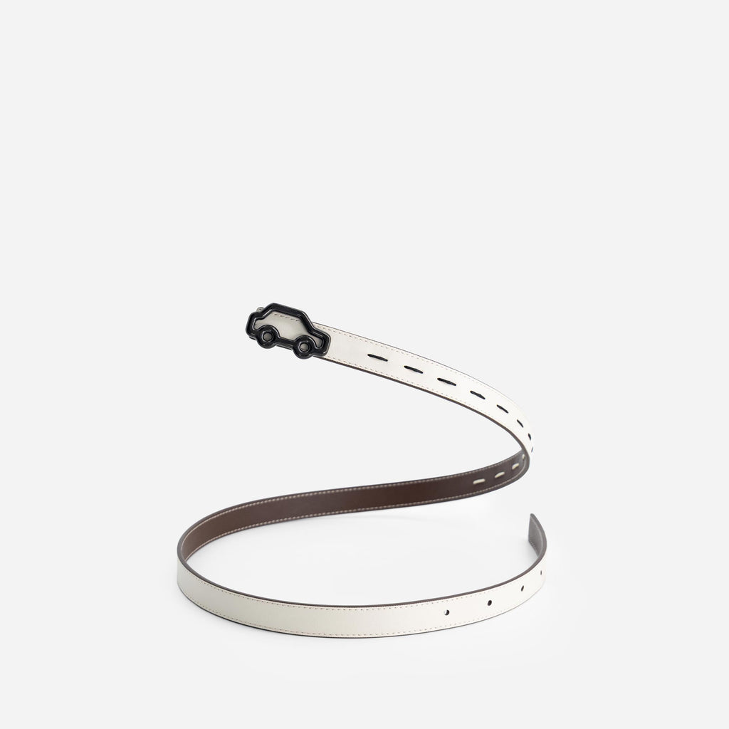 'Hit the Road' Belt - Off White & Espresso
