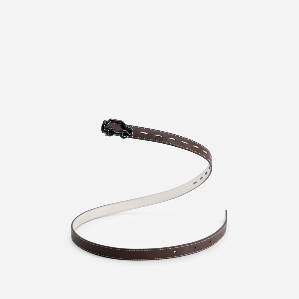 'Hit the Road' Belt - Off White & Espresso